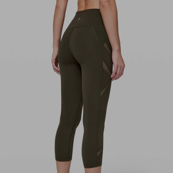 Lululemon Wunder Under Athletic High-Rise Crop Legging 21" *MeshDark Olive - Picture 1 of 10